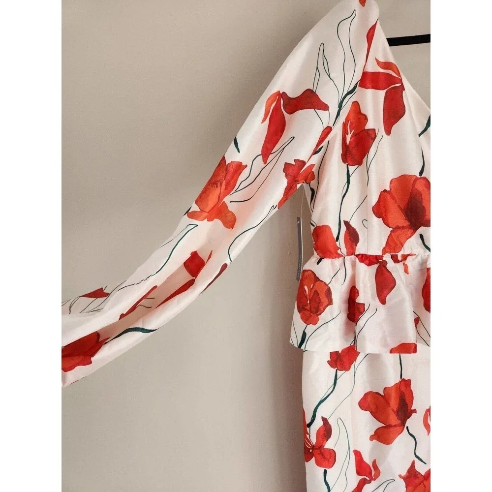 NWT Anthropologie Hutch One-Shoulder Floral Peplum Dress size 12 - Picture 7 of 11